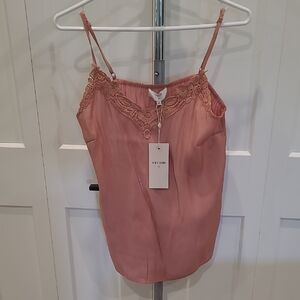 NWT Women's Dusty Rose Lace Cami By Cream
